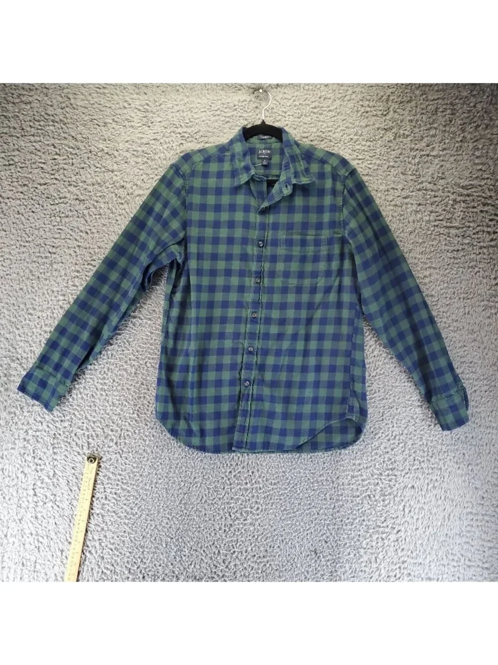 J. Crew Shirt Mens Medium Green & Blue Classic Flannel Button-Up Long Sleeve